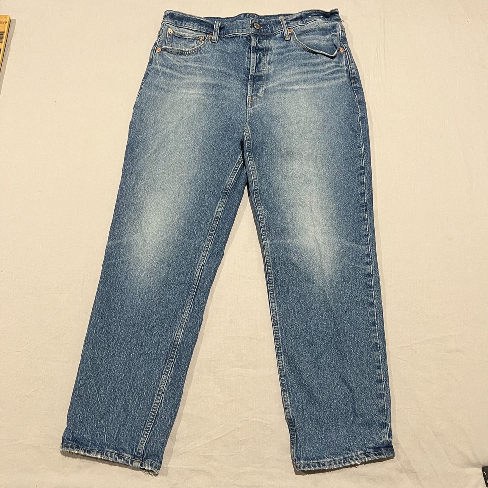 Gap Womens Blue Denim Button Fly Cheeky Straight Leg High Rise Jeans Size 31/12R